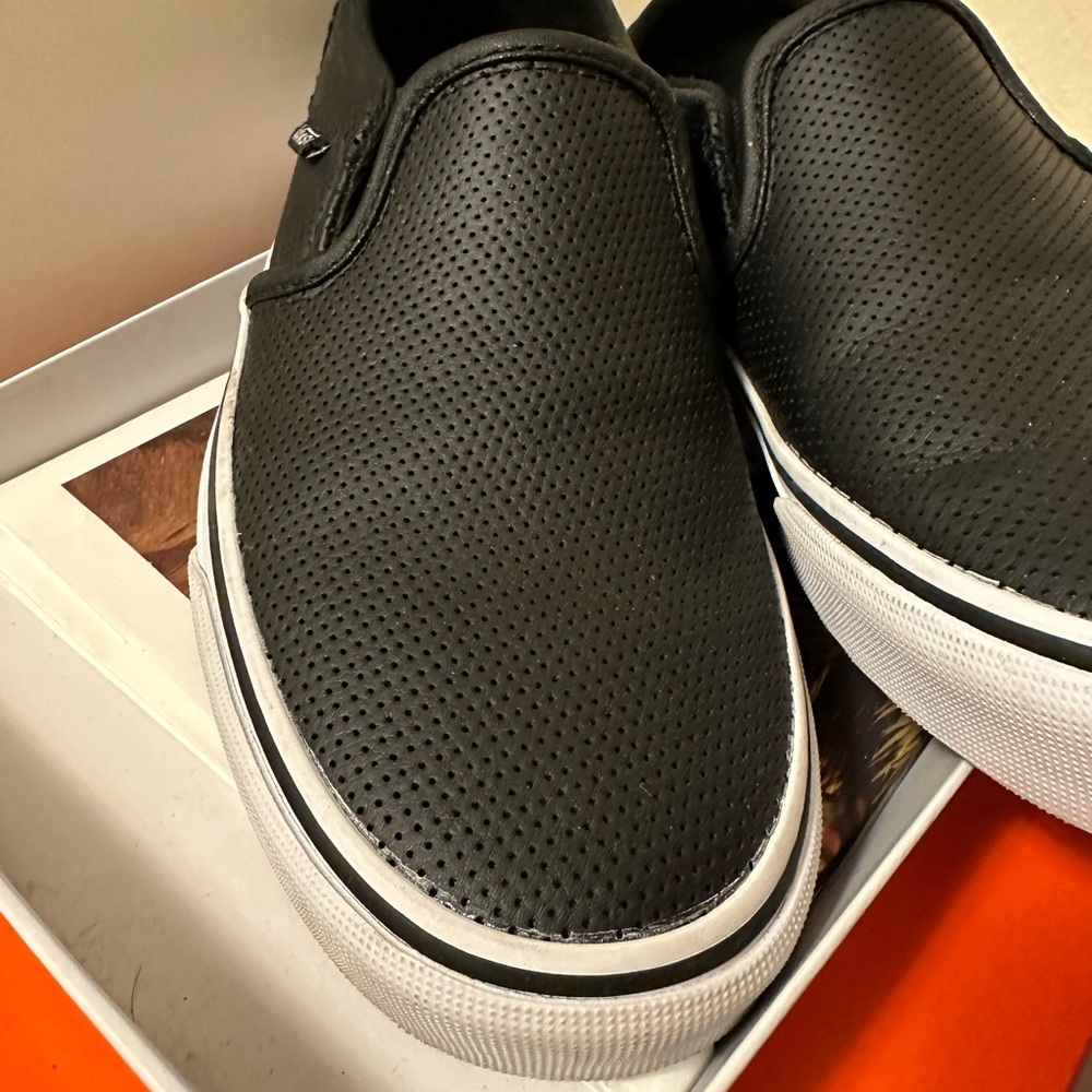 Vans black Slip-On Perf Leather Shoe - Picture 9 of 10